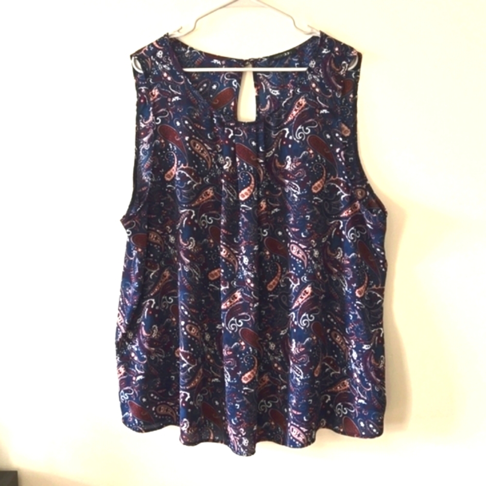 PLUS SIZE PAPERMOON SLEEVELESS FLOWY PAISLEY BLOUSE SIZE 3XL EUC
